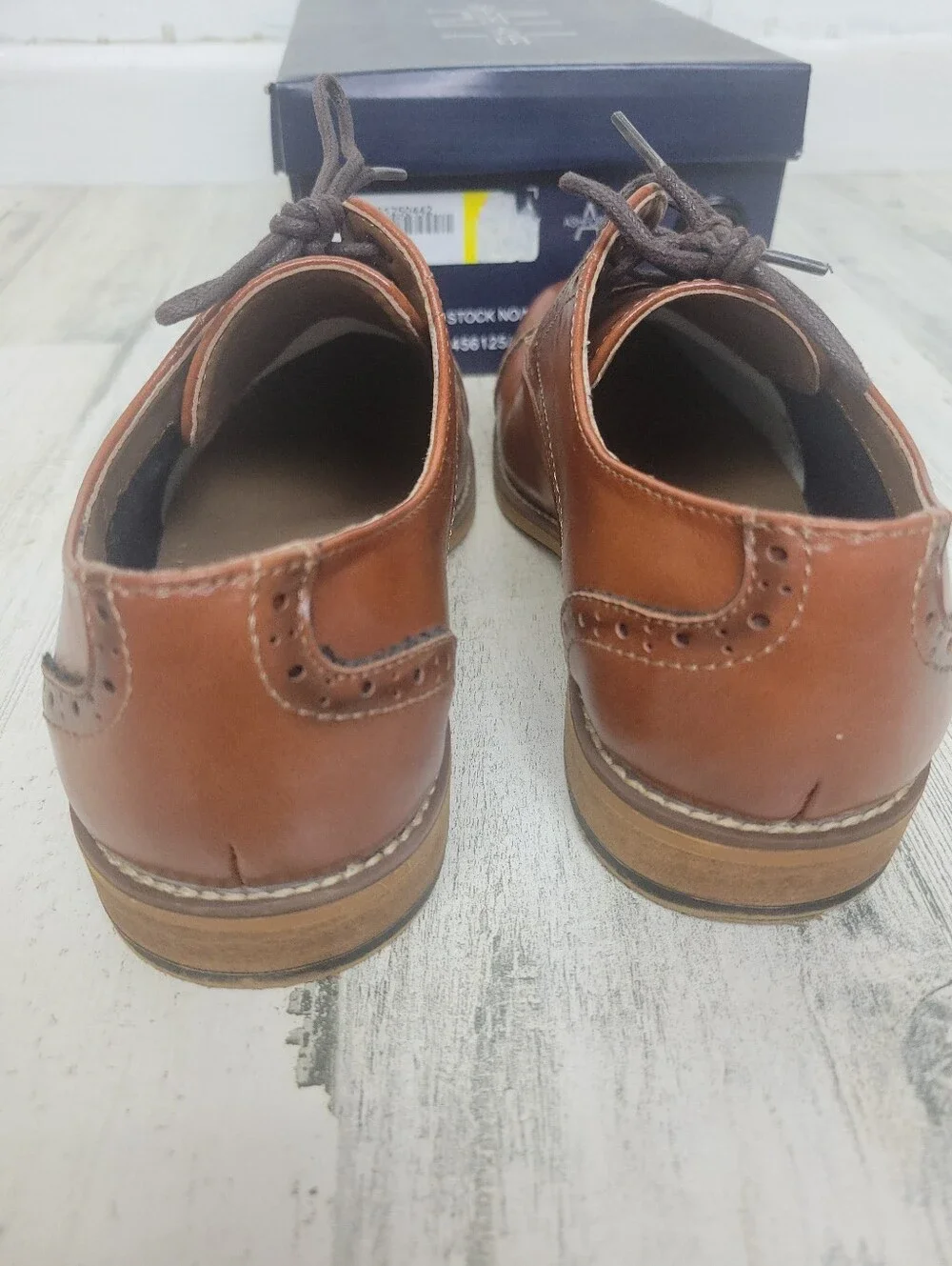Ashford Hayes Boy's Tan Leather Cap-Toe Oxford Dress Shoes Size 4